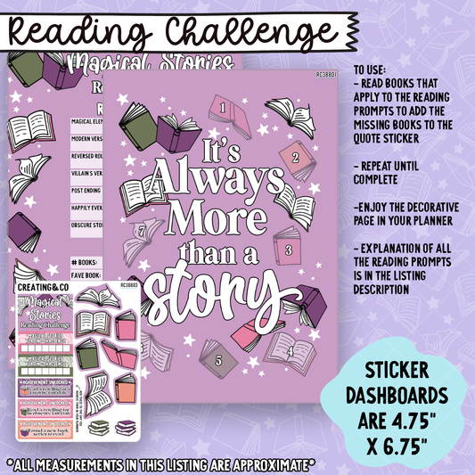 More Than a Story 5x7 Reading Challenge Dashboard and Sticker Trackers - RC388