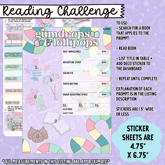 Gumdrops & Lollipops December Readathon  5x7 Readathon Dashboard and Sticker Trackers - RC389