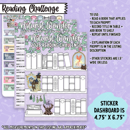 Natural Wonder 2025 Annual Reading Challenge 5x7 Dashboard and Sticker Trackers - RC417