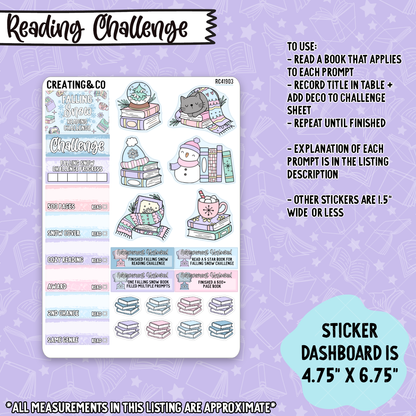 Falling Snow 5x7 Reading Challenge Dashboard and Sticker Trackers - RC419