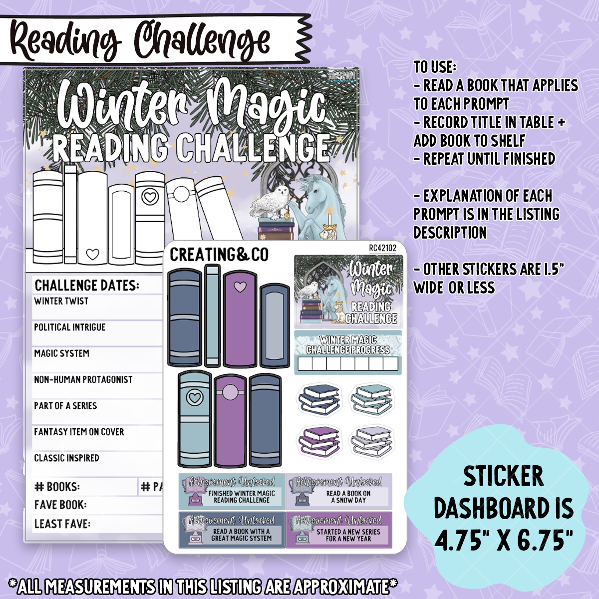 Winter Magic Reading Challenge 5x7 Dashboard and Sticker Trackers - RC421