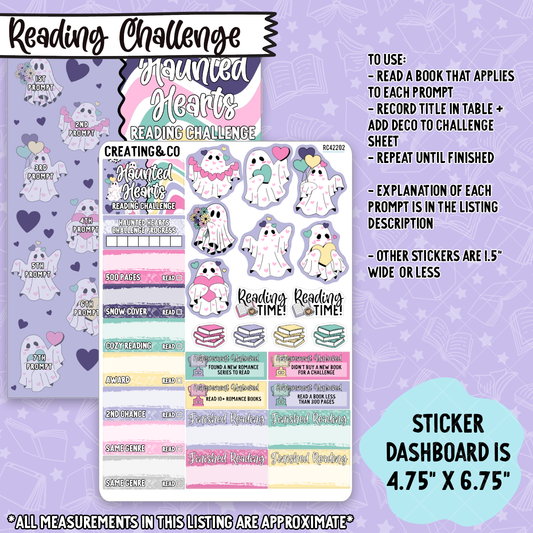 Haunted Hearts Reading Challenge 5x7 Dashboard and Sticker Trackers - RC422