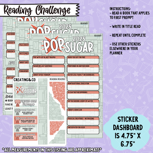 2025 Popsugar Reading Challenge Dashboard Set - RC428/RC429