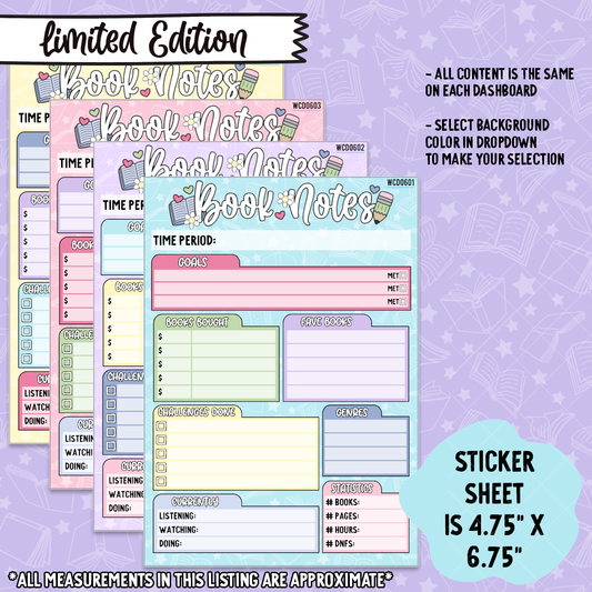 Book Notes Page Sticker Dashboard Set - WCD06