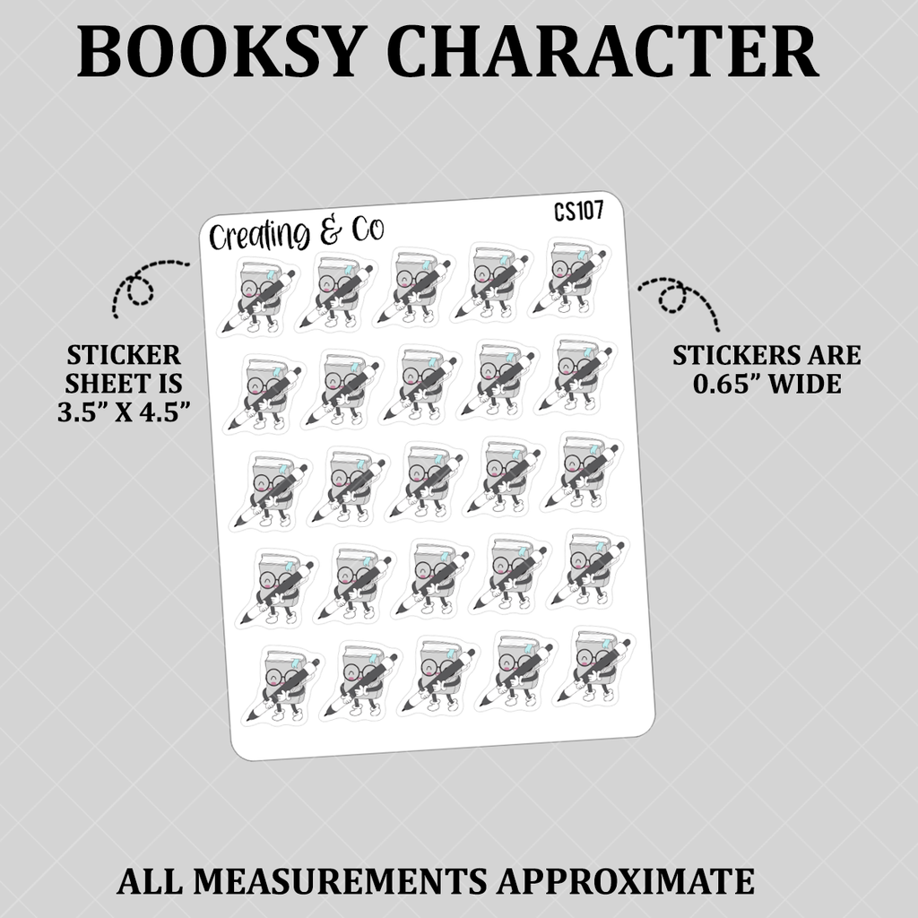 Writing Booksy Character Functional Stickers - CS107