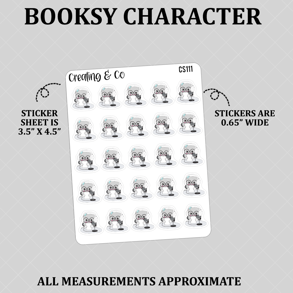 Podcast Recording Voiceover Booksy Character Functional Stickers - CS111