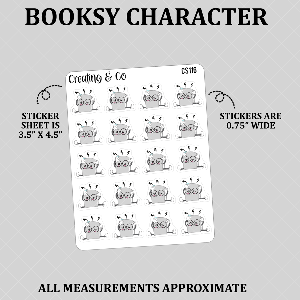 Headache Migraine Booksy Character Functional Stickers - CS116