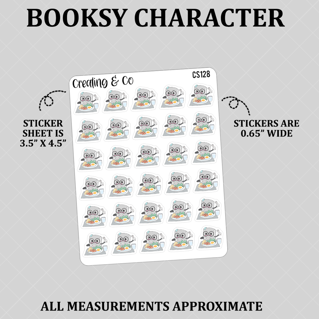 Eating Dinner, Eating Meals Booksy Character Functional Stickers - CS128