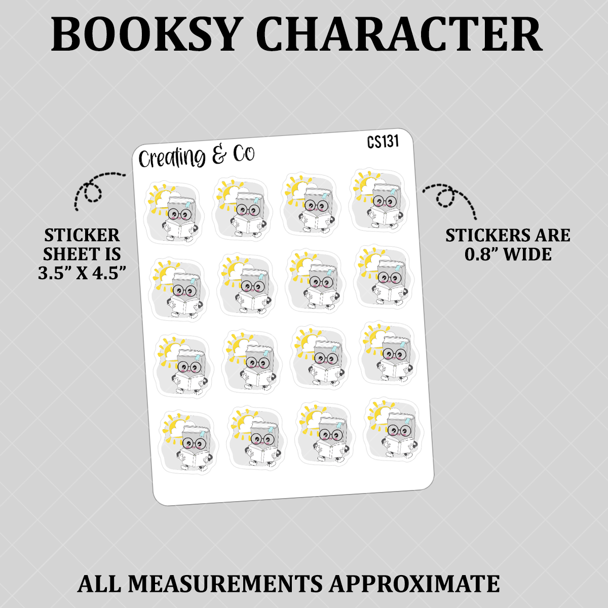 Cloudy Day Booksy Character Functional Stickers - CS131
