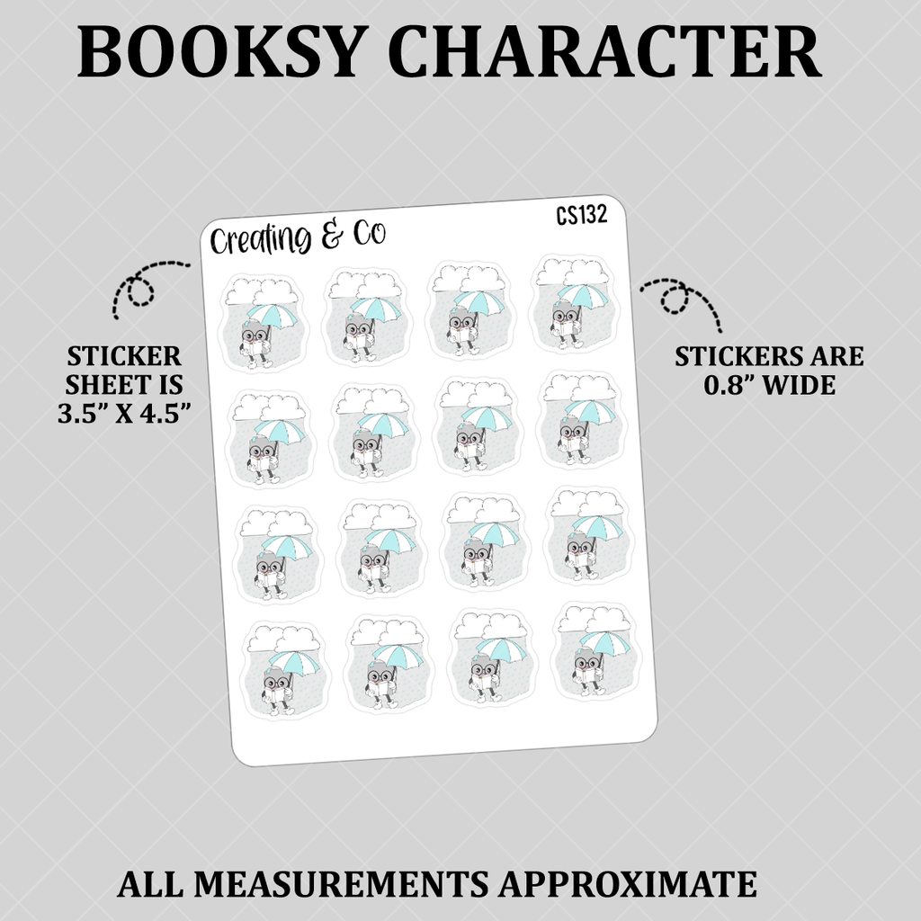 Rainy Day Booksy Character Functional Stickers - CS132