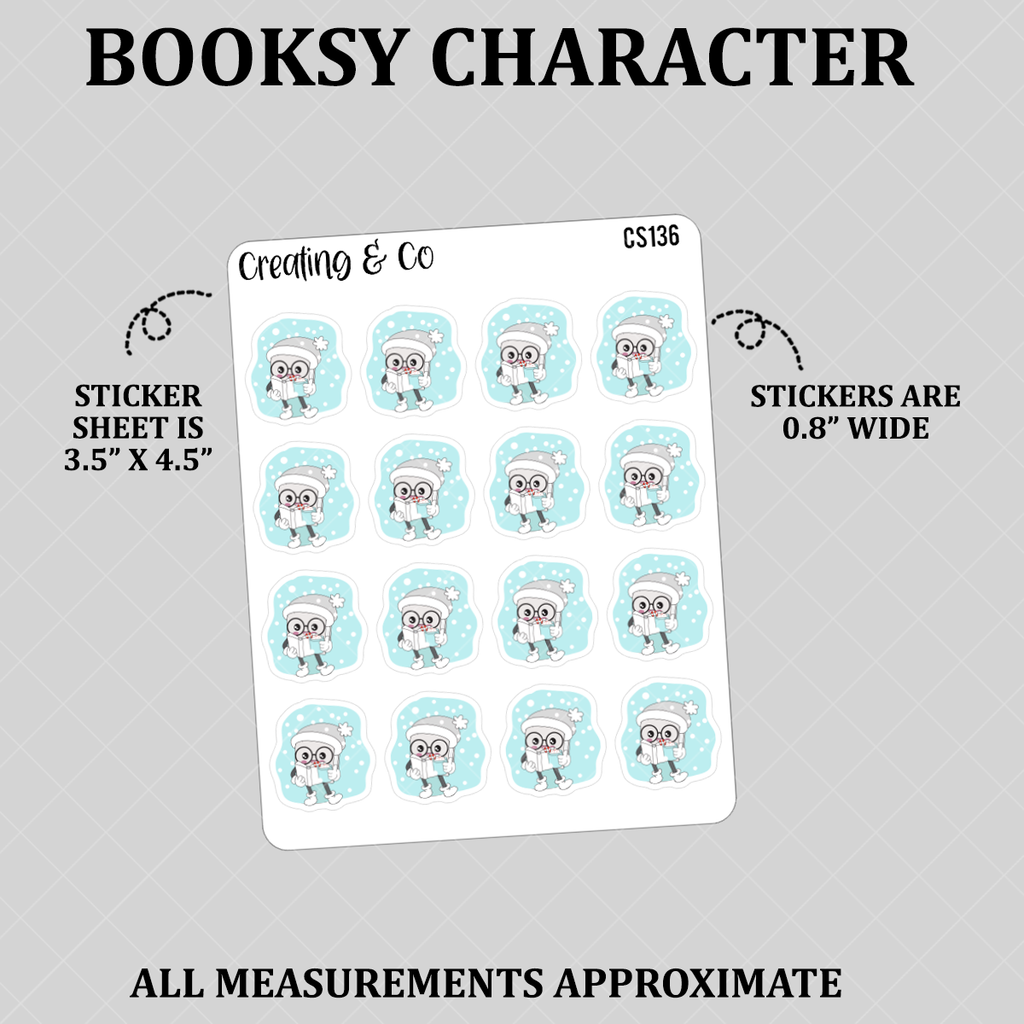 Snow Day Booksy Character Functional Stickers - CS136
