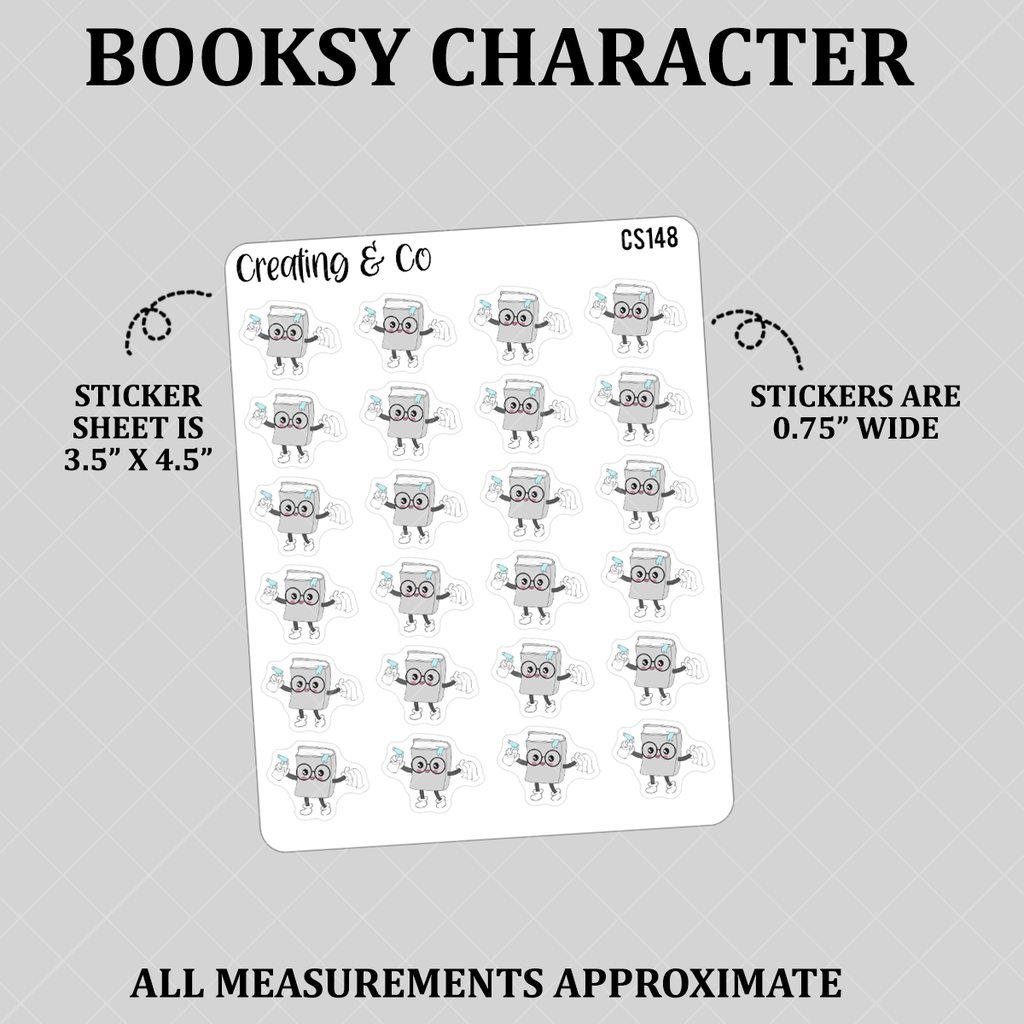 Cleaning Booksy Character Functional Stickers - CS148