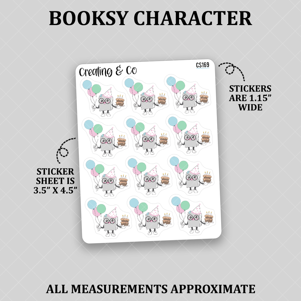 Happy Birthday Balloon Booksy Character Functional Stickers - CS169