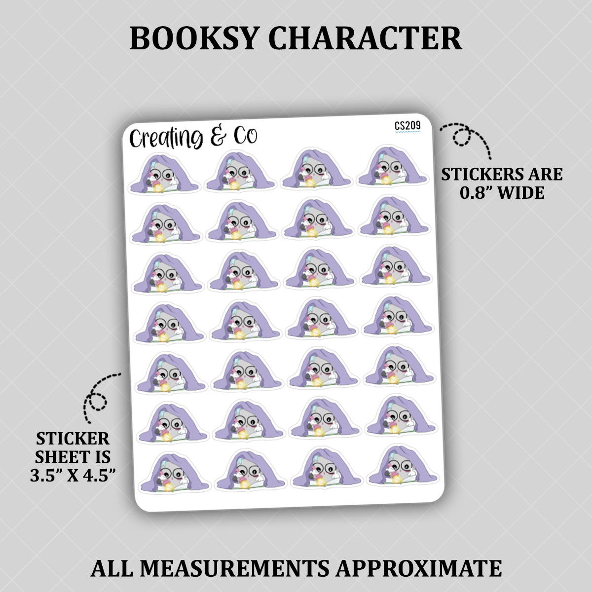 Sneaky Reading Booksy Character Functional Stickers - CS209
