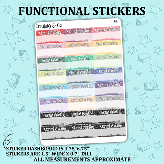 Started Reading Functional Sticker Sheet - FX001