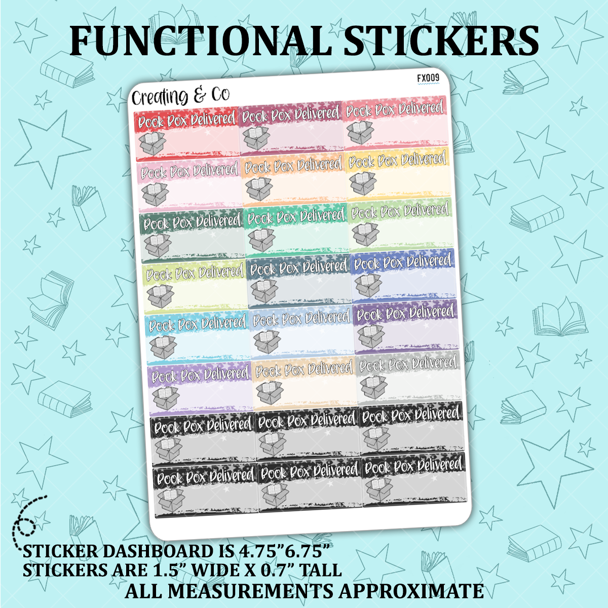 Book Box Delivered Reading Functional Sticker Sheet - FX009