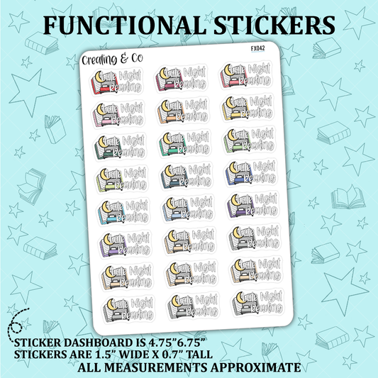 Late Night Reading Functional Sticker Sheet - FX042