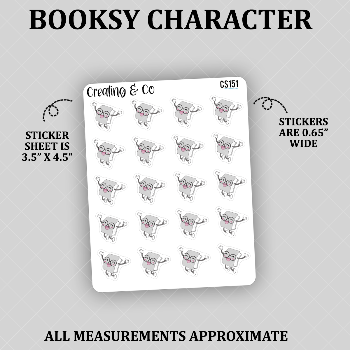 Excited Booksy Character Functional Stickers - CS151
