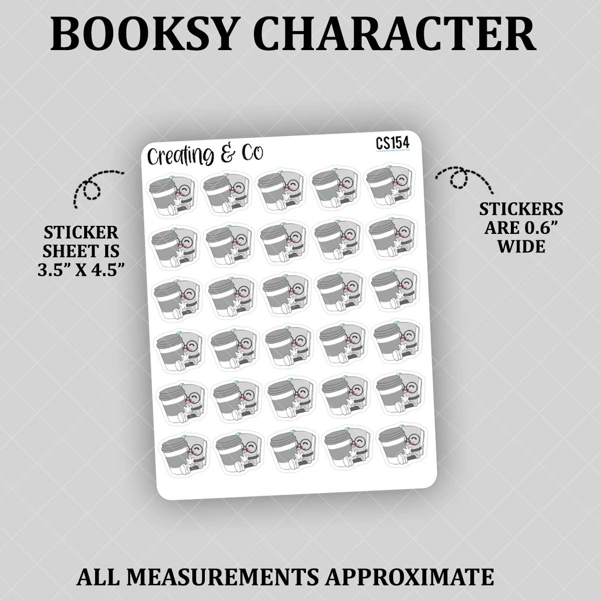 Coffee Booksy Character Functional Stickers - CS154