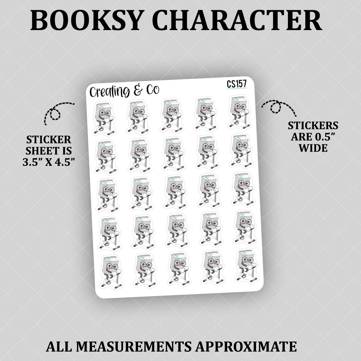 Stationary Bike Booksy, Spin Class Booksy Character Functional Stickers - CS157