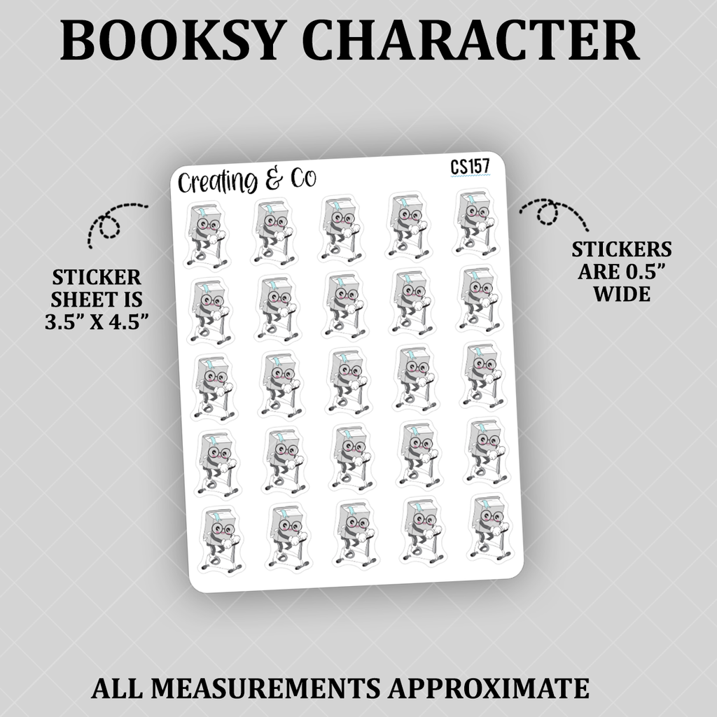 Stationary Bike Booksy, Spin Class Booksy Character Functional Stickers - CS157