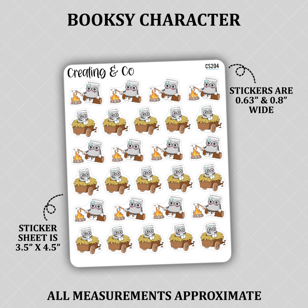 Hayrides and Bonfire Booksy Character Functional Stickers - CS204