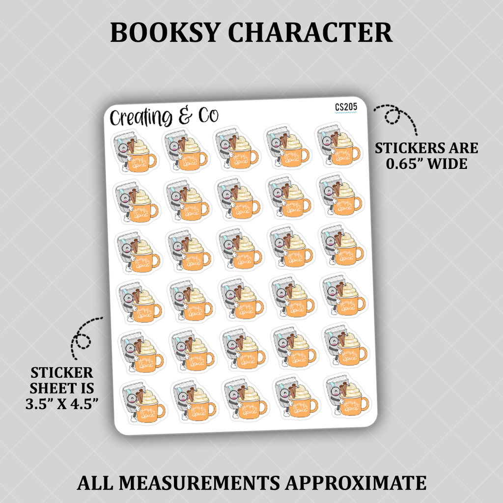 Pumpkin Spice Booksy Character Functional Stickers - CS205