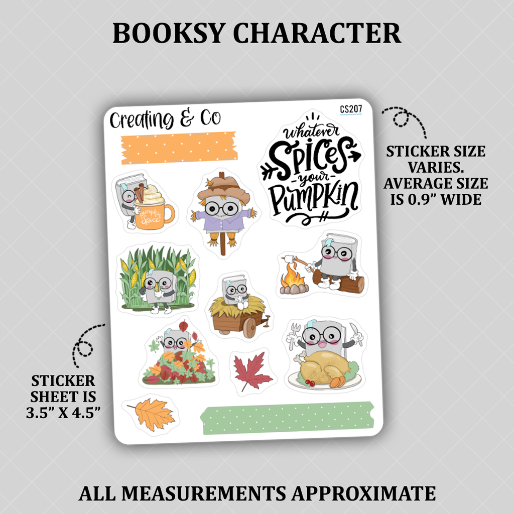 Fall Sampler Booksy Character Functional Stickers - CS207