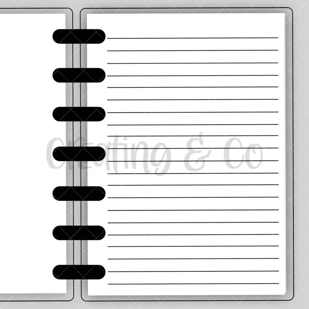 Lined Paper Insert for Build Your Own Book Journal System