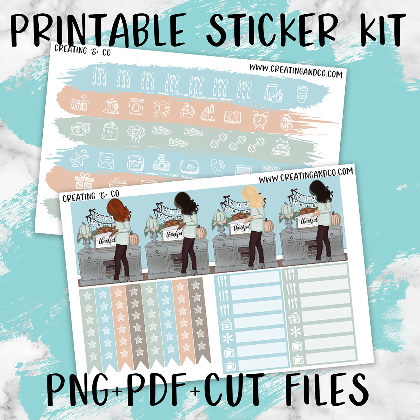 Gather Printable Weekly Planner Stickers - PK2