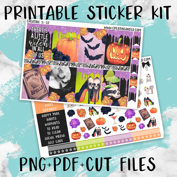 Little Witch Printable Weekly Planner Stickers - PK3