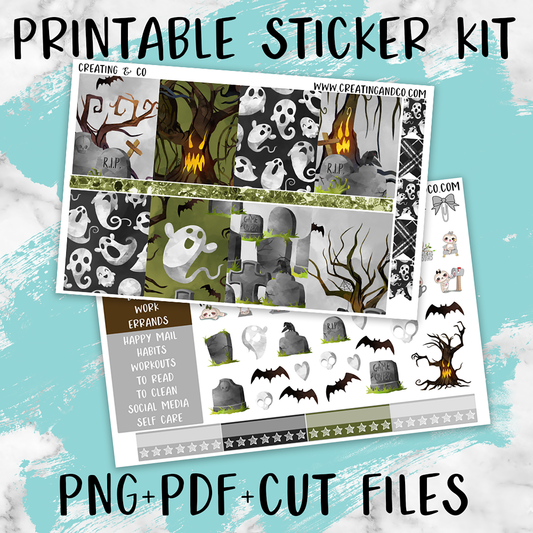 Scary Trees Printable Weekly Planner Stickers - PK4