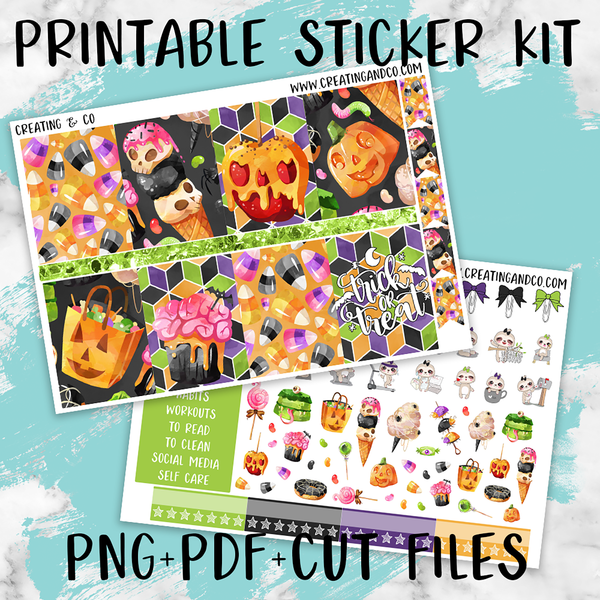 Spooky Treats Printable Weekly Planner Stickers - PK5