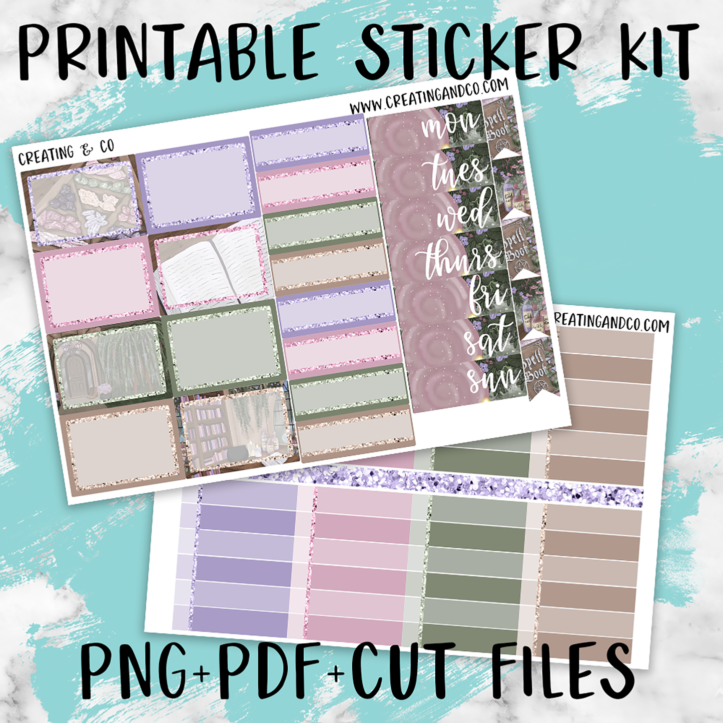 Woodland Witch Printable Weekly Planner Stickers - PK6