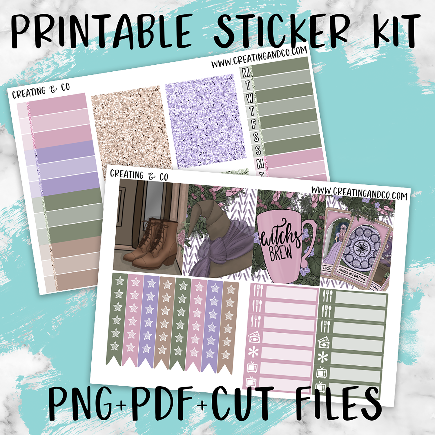 Woodland Witch Printable Weekly Planner Stickers - PK6 – Creating & Co
