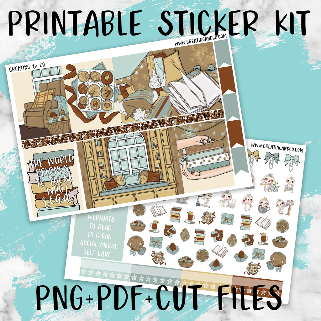 Winter Reads Printable Weekly Planner Stickers - PK7