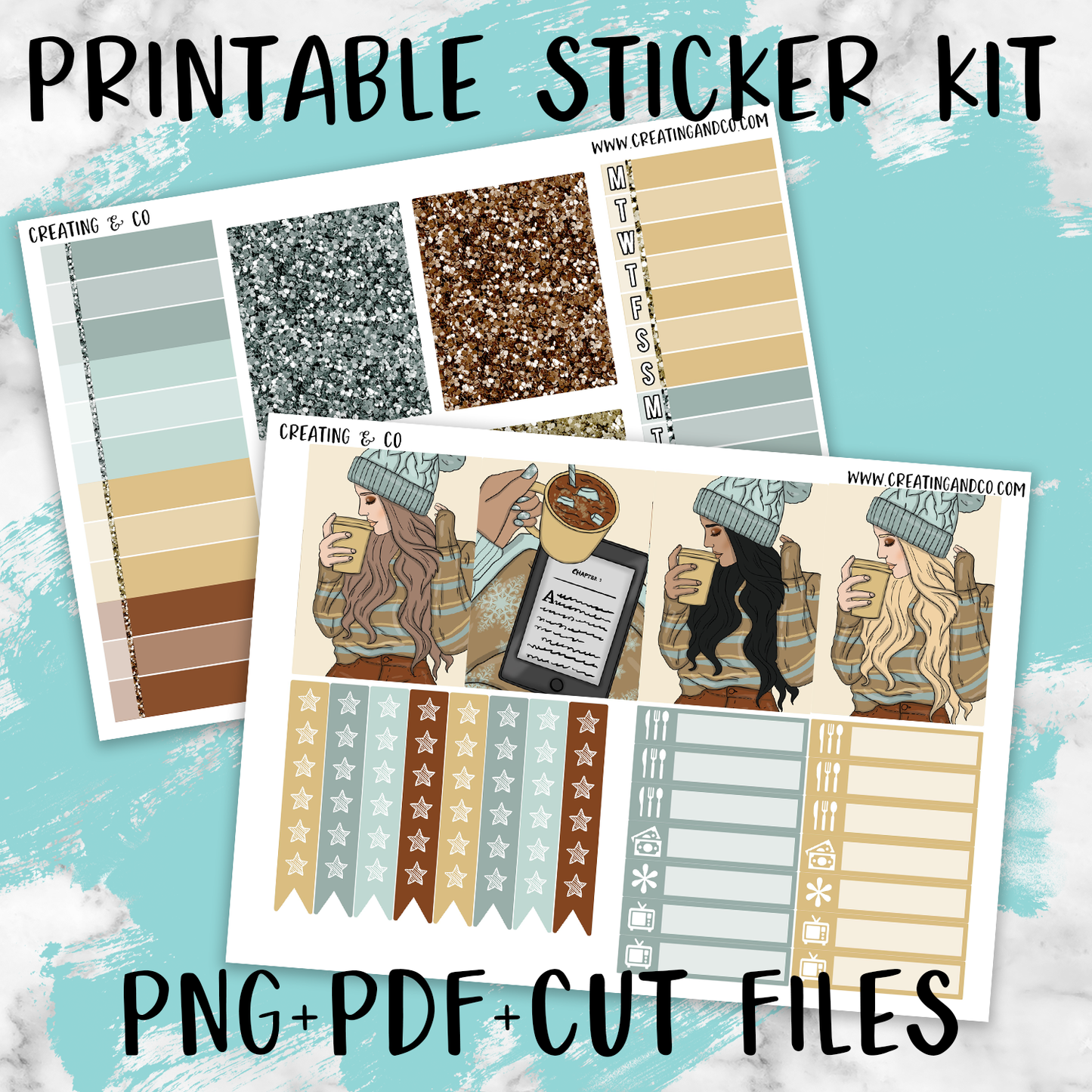 Winter Reads Printable Weekly Planner Stickers - PK7