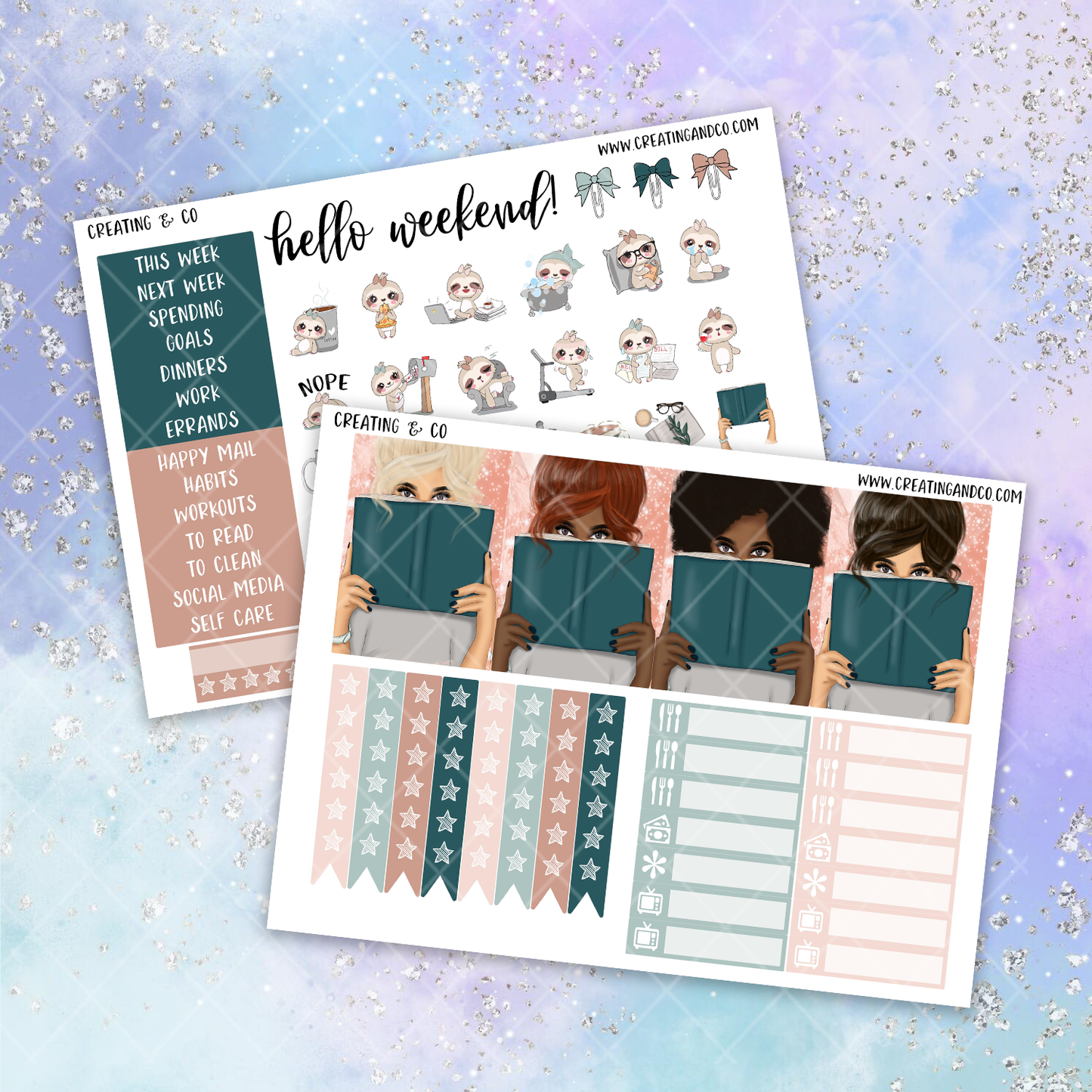 Stay Home and Read Printable Weekly Planner Stickers