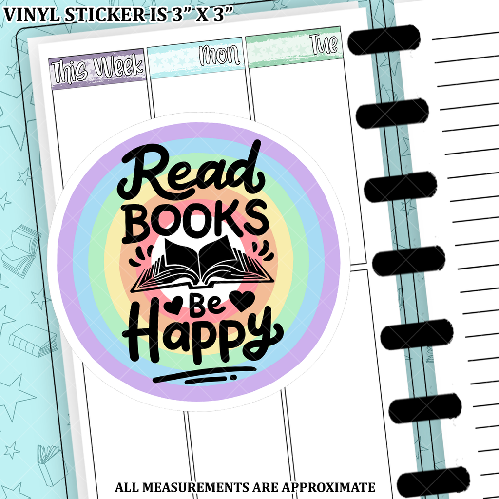 Read Books, Be Happy Rainbow Reads Vinyl Die Cut Sticker - RBBHVS