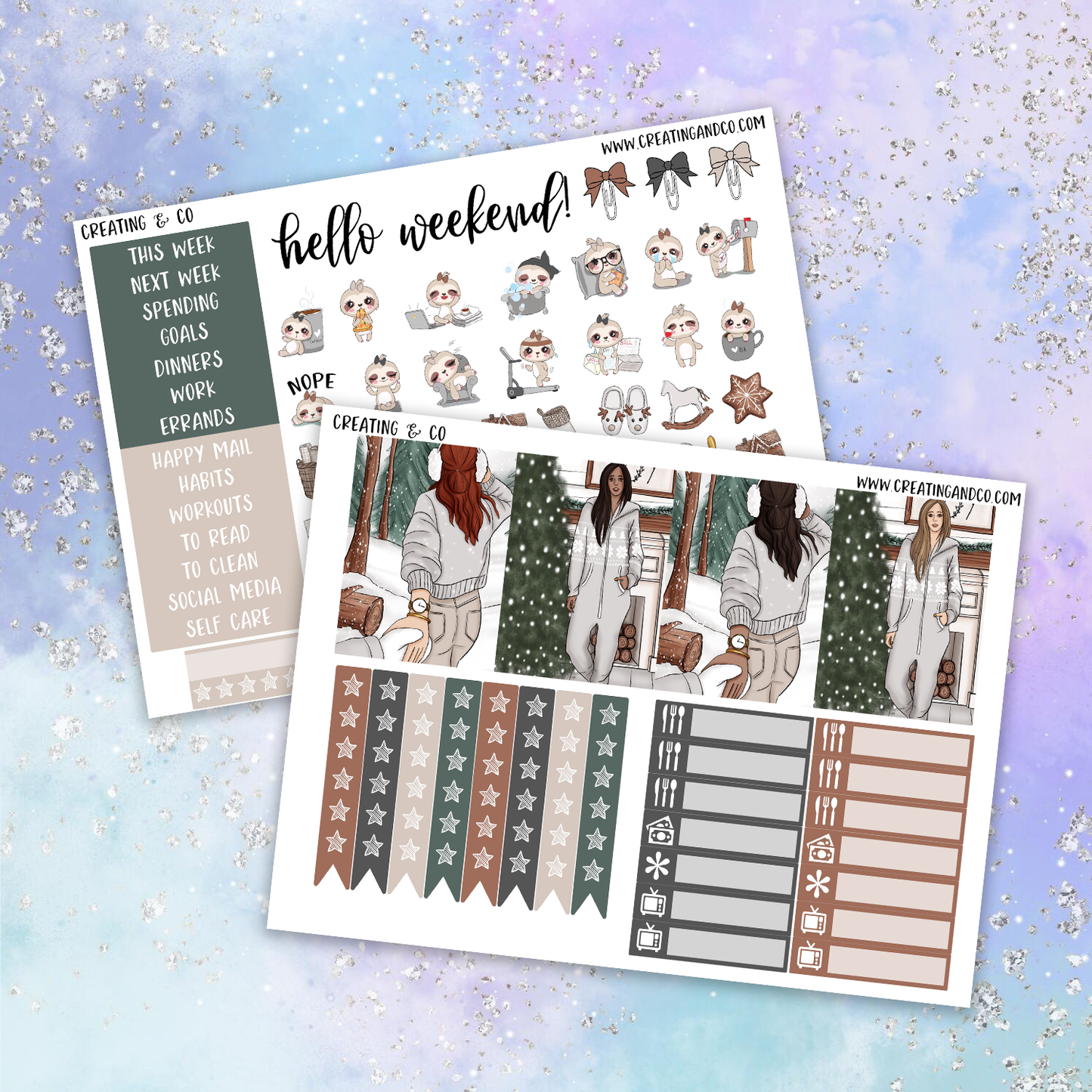 White Christmas Printable Weekly Planner Stickers